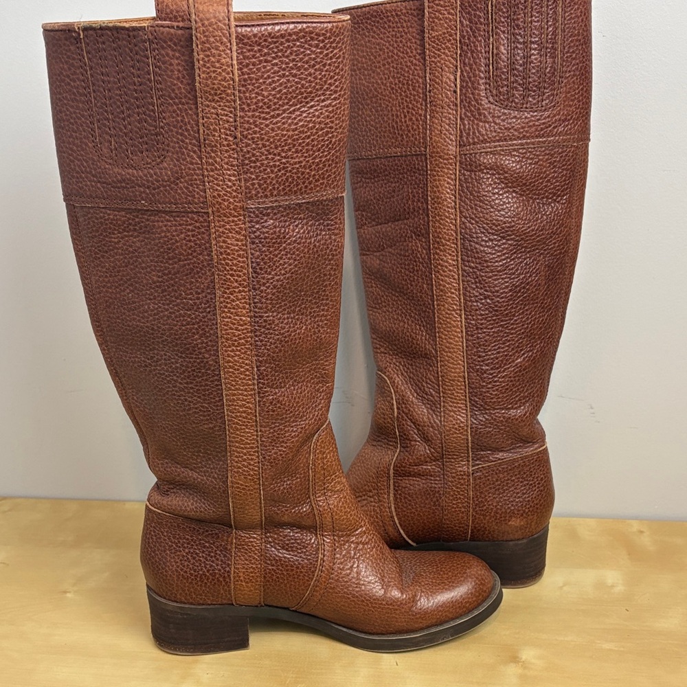 Lucky Brand Brown Leather Mid-Calf Heeled Boots